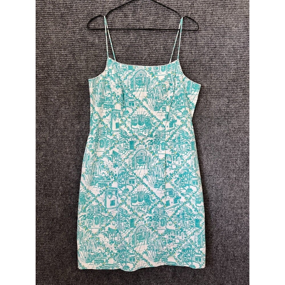 Lilly Pulitzer Dress Worth Ave Maus Hoffman Bldg Sheath Vintage 12 Stetch RARE